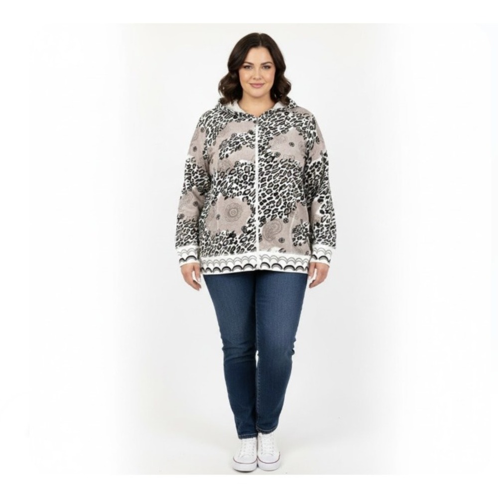 Ac-tiv-ology Animal Print Hooded‎ Zip Up Casual Jacket size 3X